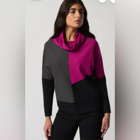 Joseph Ribkoff Sweaters - Joseph Ribkoff Pink, Gray, and Black Colorblock Sweater size L